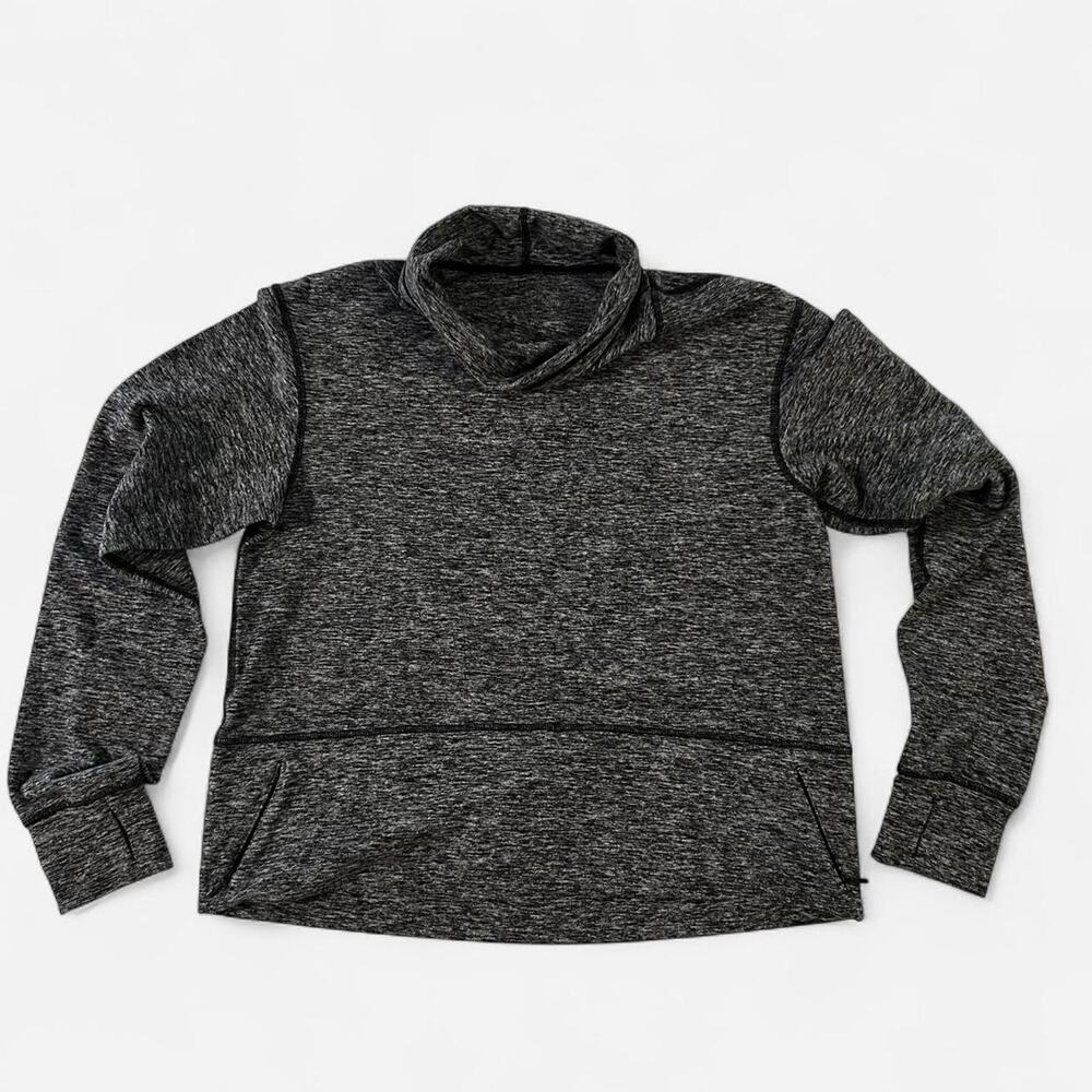Lululemon Ready to Rulu Fleece Pullover Gray Heathered Cowl Neck Size 6 EUC